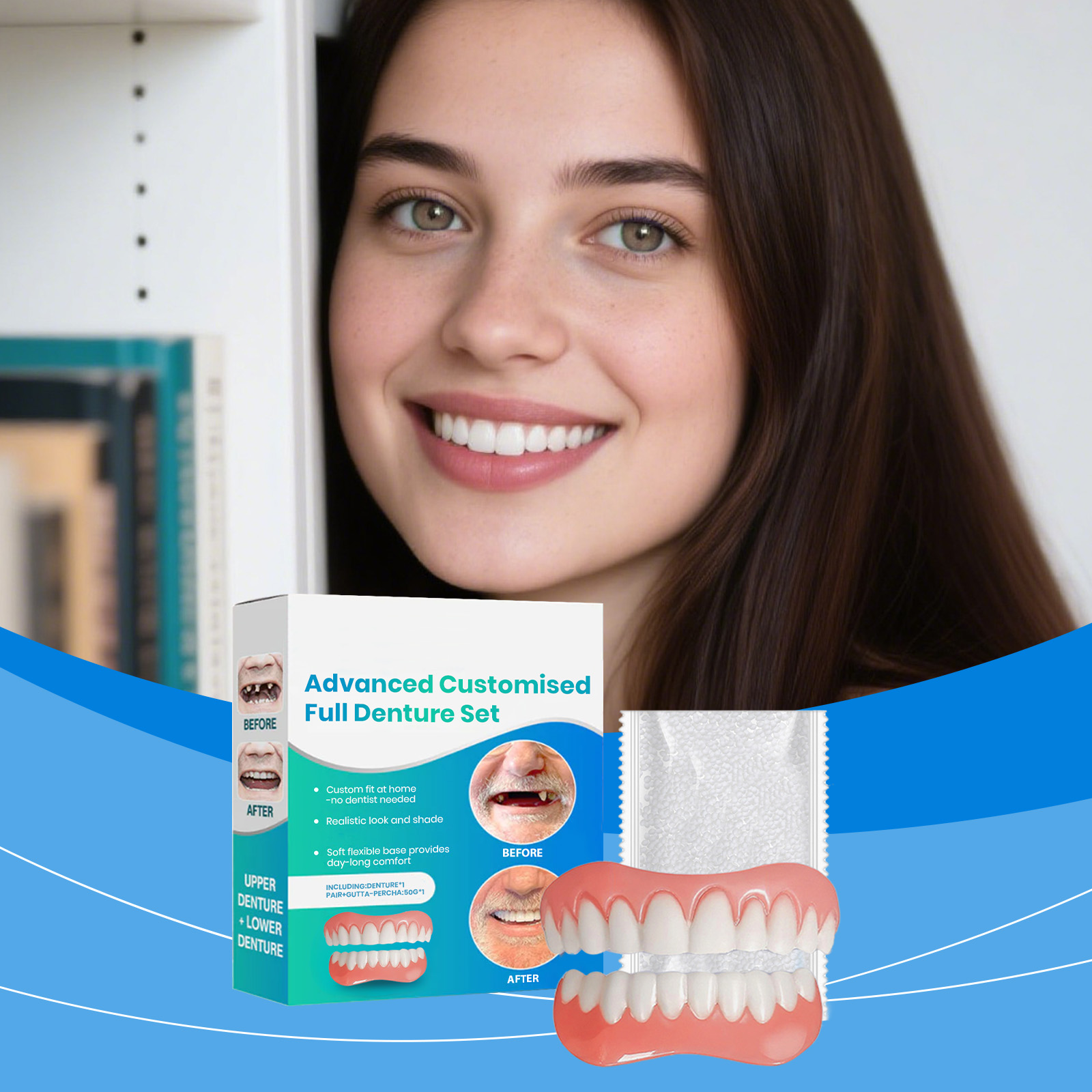 Teeth Whitening Kit - Kit de Silicone Flexível para Prótese