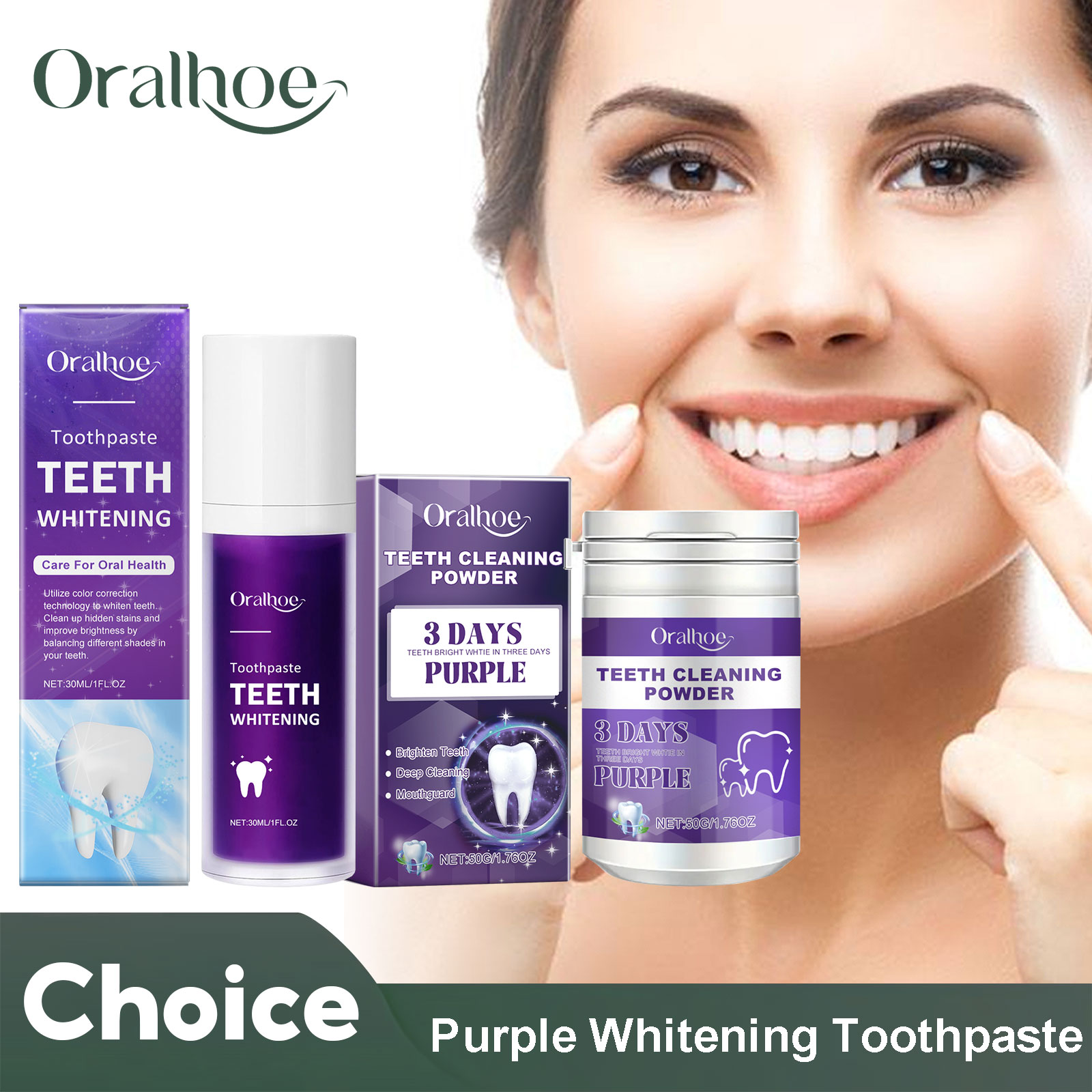 Teeth Whitening App - Corretor roxo para clareamento dos dentes,