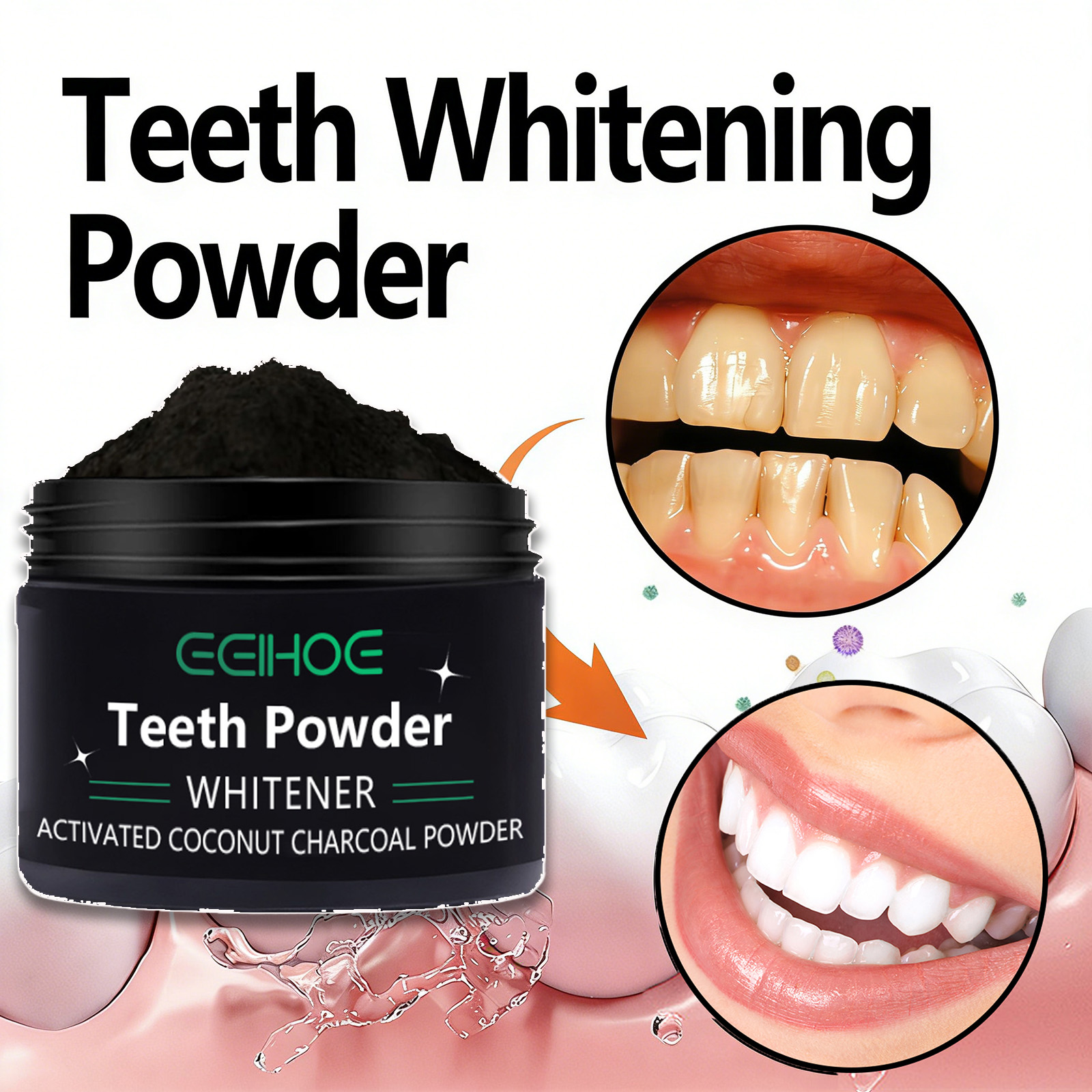 Teeth Whitening Baking Soda - Pó Clareador Dental Natural para Limpeza