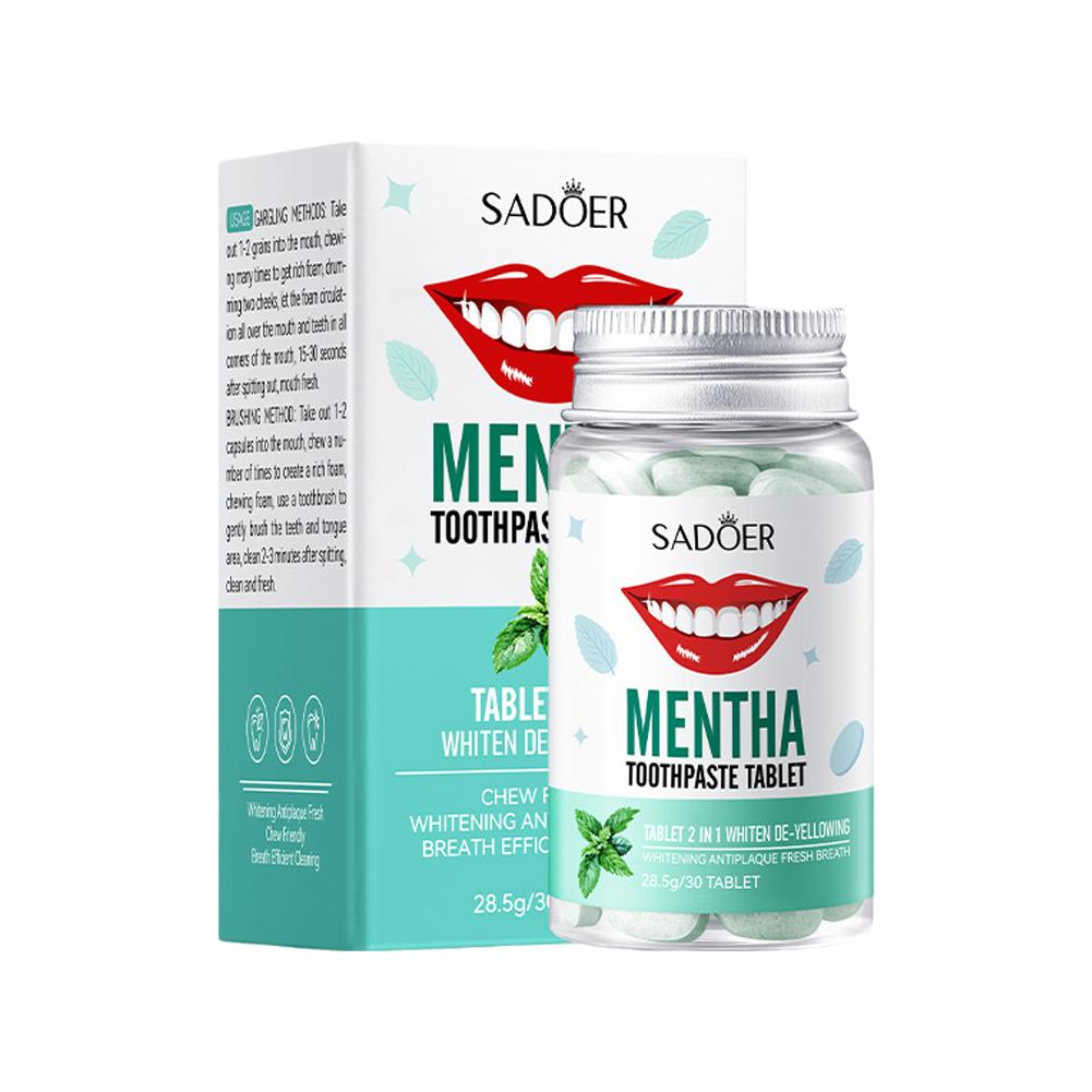 Whitening Mouthwash - Comprimidos de pasta de dente sólida