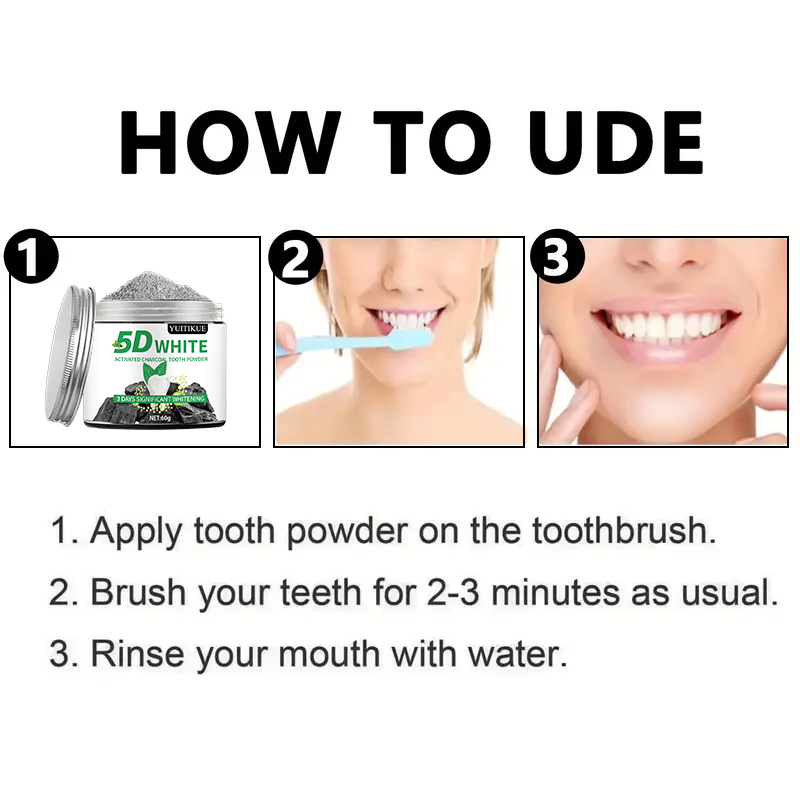YUlTlKUE 5D Pó Dental de Carvã - Teeth Whitening App avaliação e preço