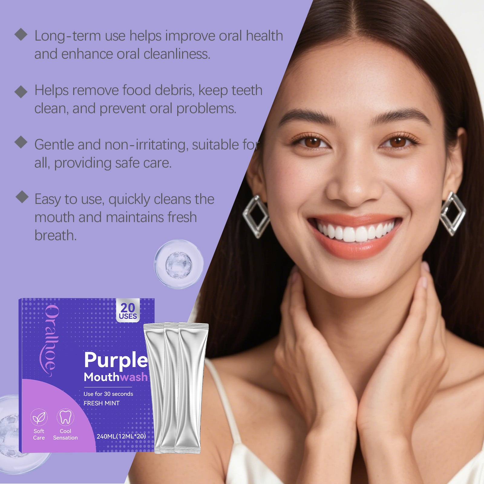 20/40/60 Unidades de Enxaguant - Whitening Mouthwash avaliação e preço